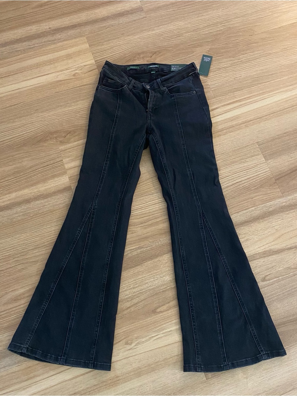 Black Flared Panel Jeans